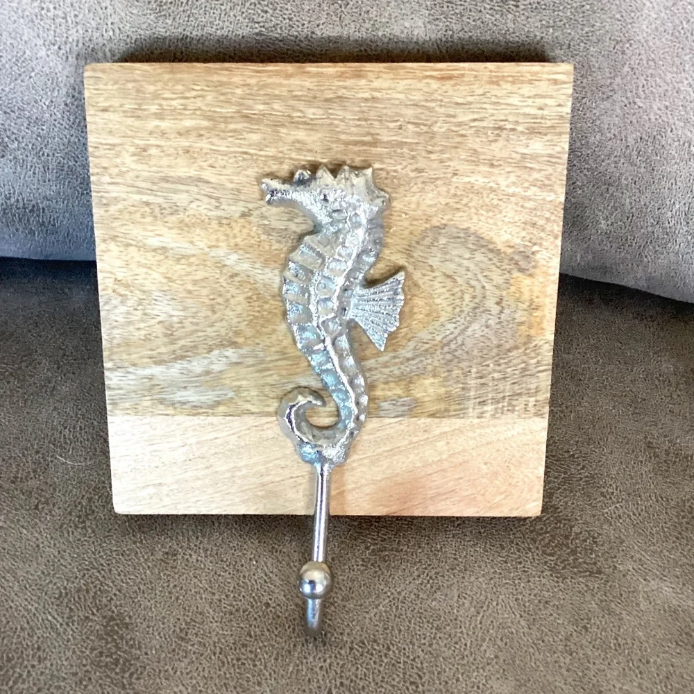 Seahorse wood wall hook